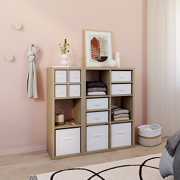 étagère modulable 6 cubes GoodHome Mixxit effet chêne l. 73,5cm x H. 108cm