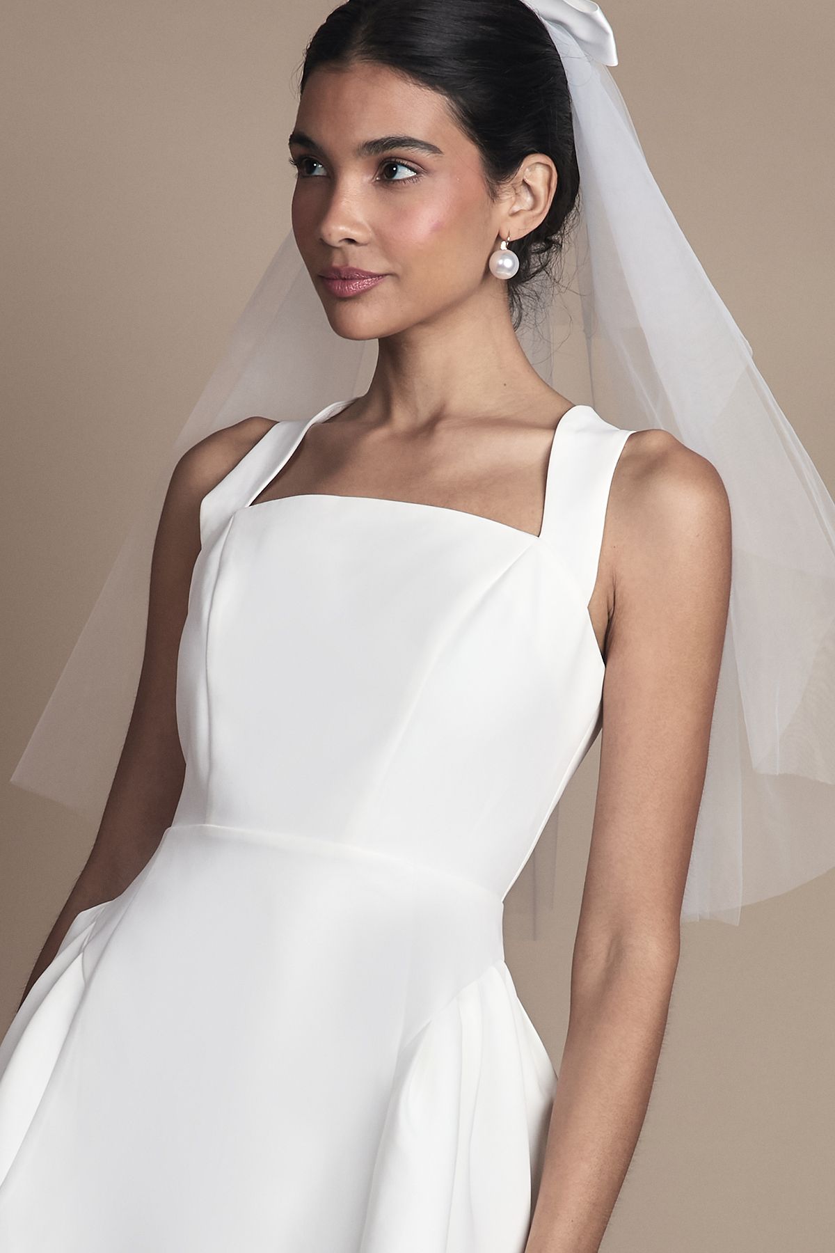 Coast Petite Bow Back Structured Crepe Bridal Mini Dress