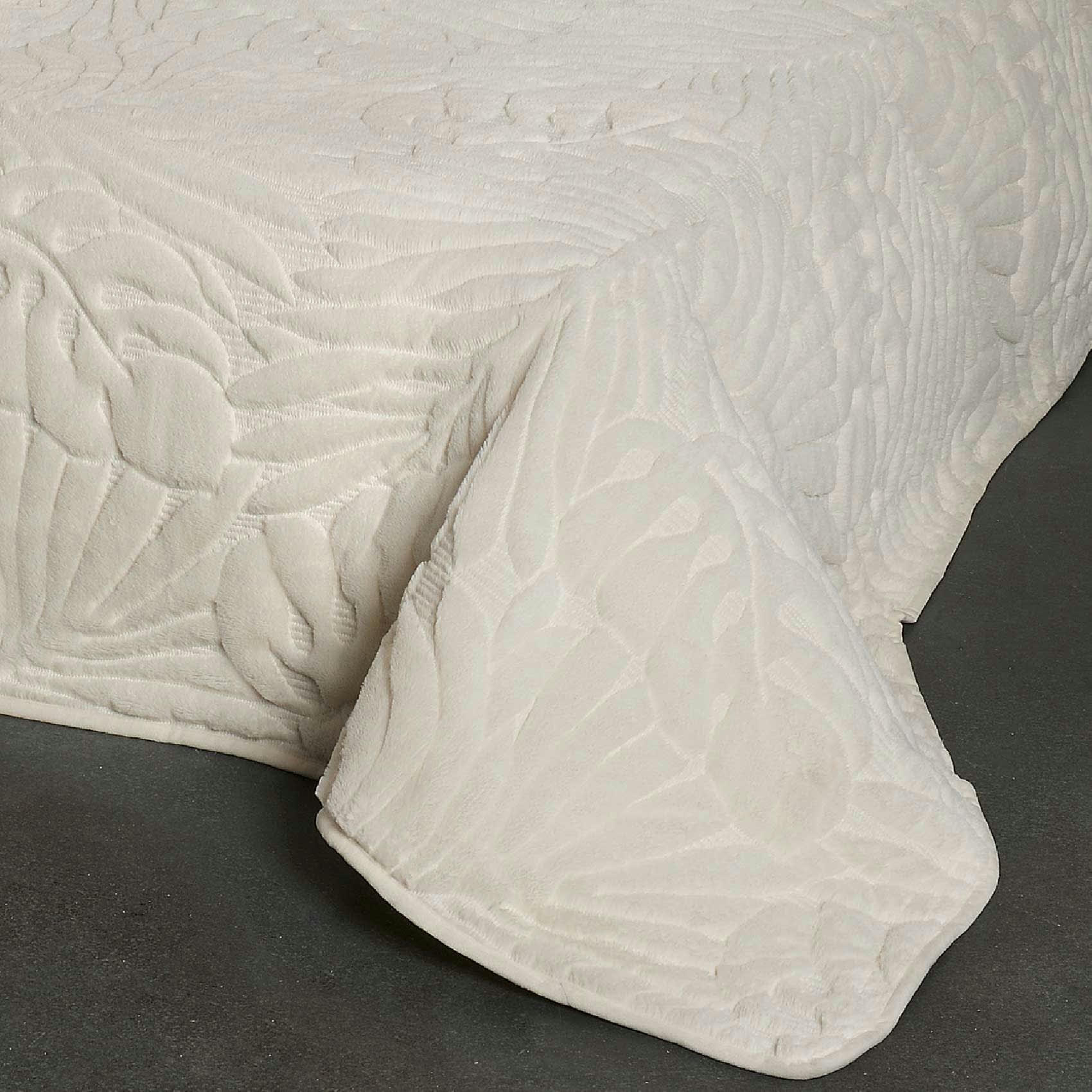 GRAZIA - Dessus de lit feuillages 240x260cm Ecru polyester