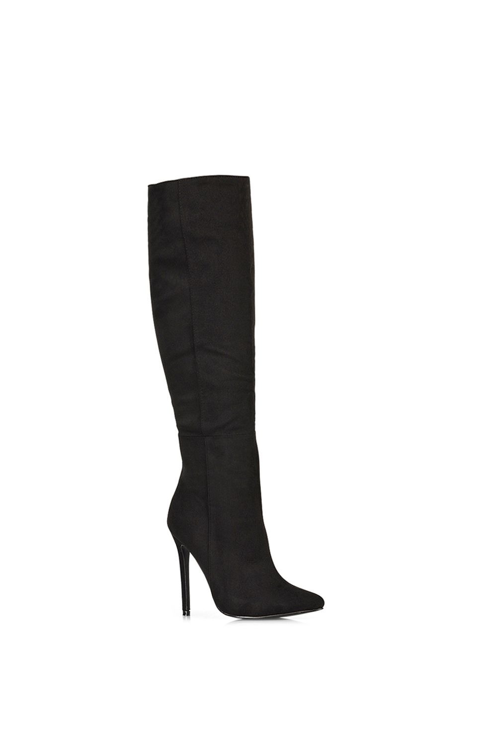 XY London Nora' Pointed Toe Zip Up Knee High Stiletto Heel Long Boots