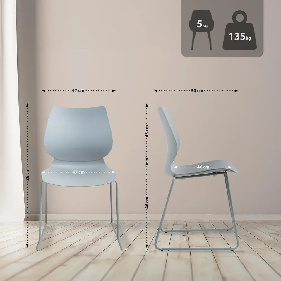 CLP Set van 2 Eetkamerstoel Houma Kunststof - grijs