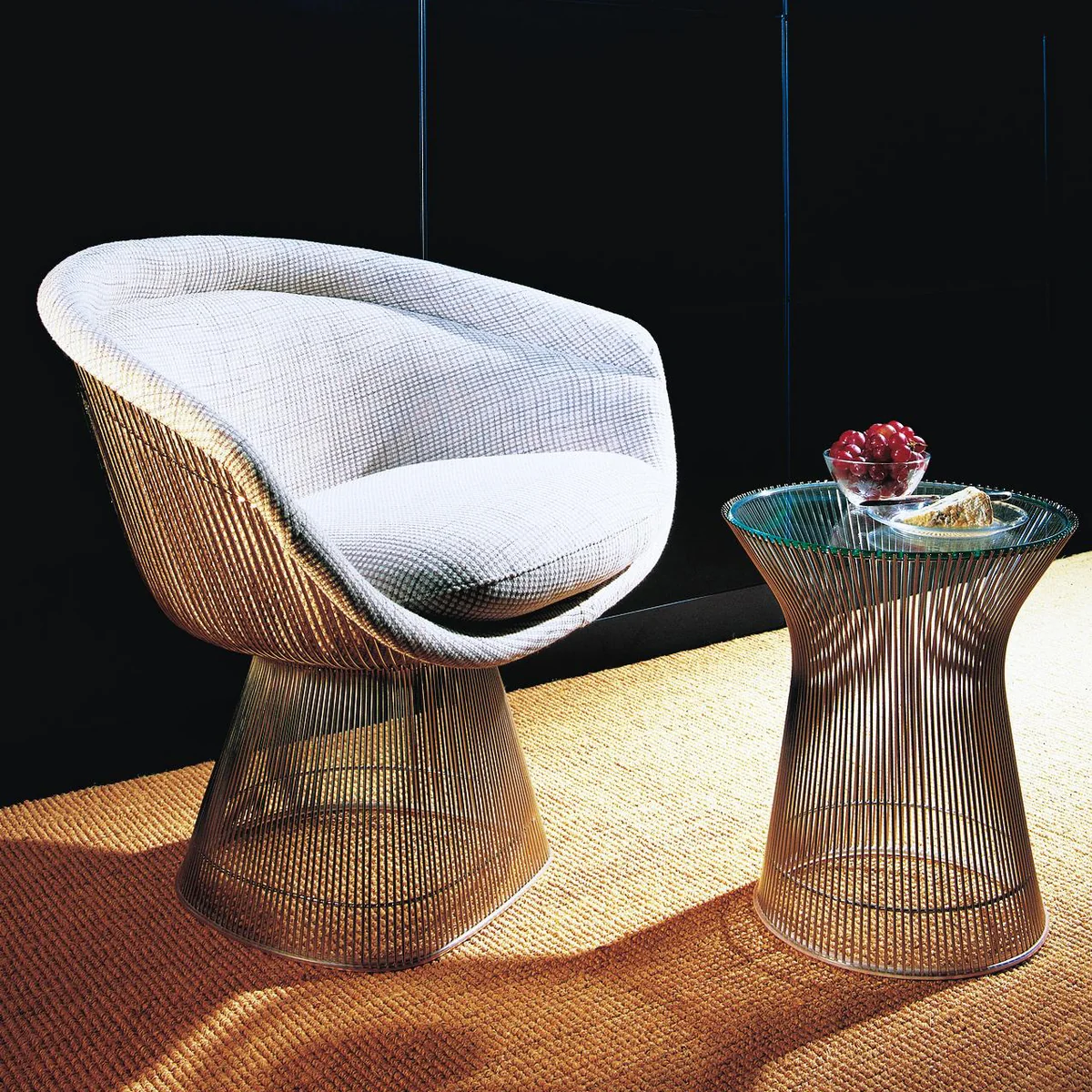 Knoll - Platner Beistelltisch, Nickel poliert / Kristallglas