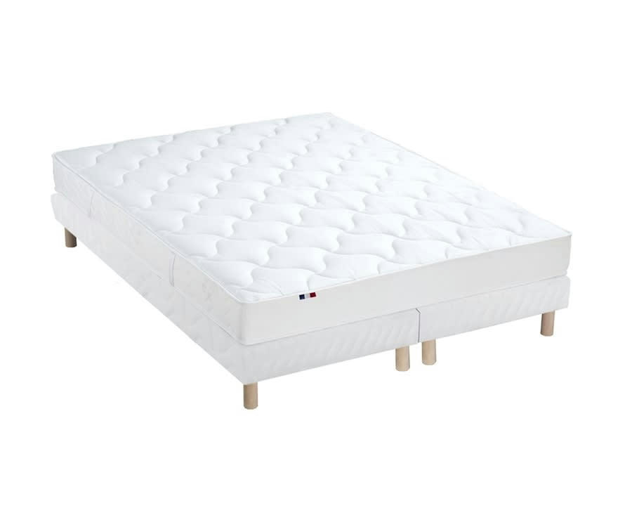 ENSEMBLE ESSENTIEL - Ensemble matelas latex 3 zones sommier blanc 160x200