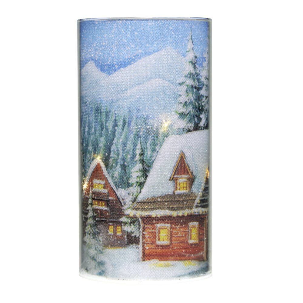 Bougie LED décor No&euml;l traditionnel Ø8xH15cm (2 modèles)