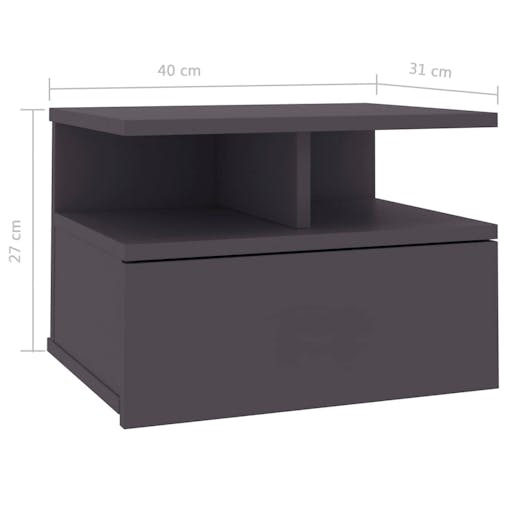 NNEVL Floating Nightstands 2 pcs Grey 40x31x27 cm Chipboard