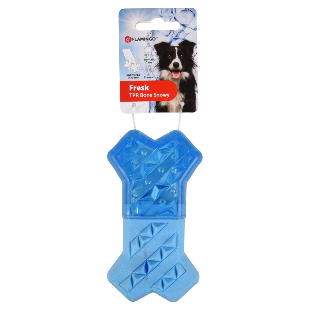 Flamingo Snowy Bone Dog Toy - Blue