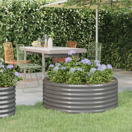 NNEVL Garden Planter Powder-coated Steel 100x100x36 cm Grey
