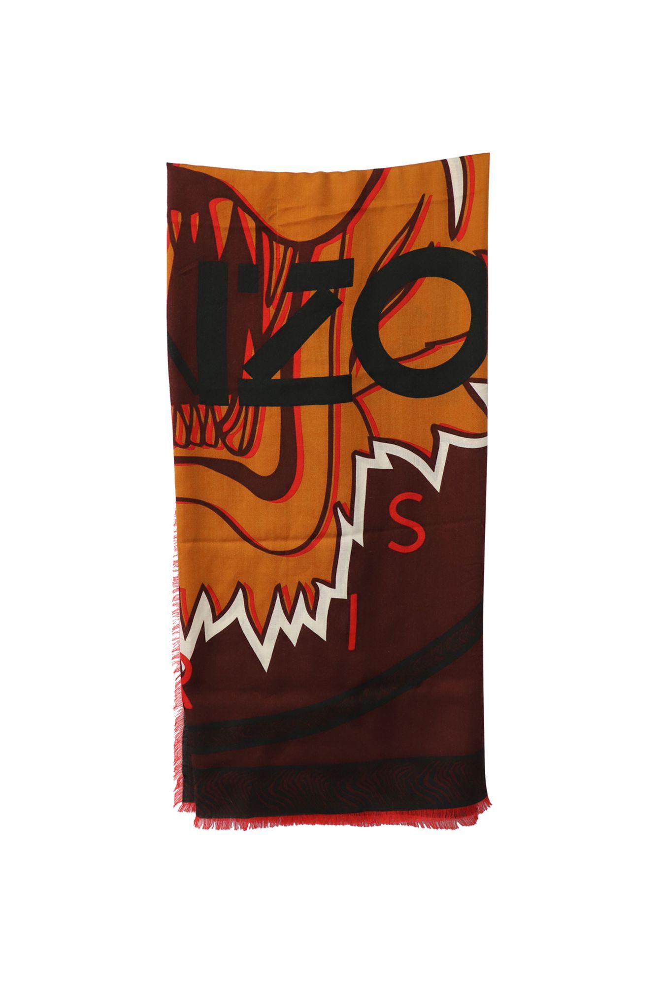 Kenzo Preloved Paris Tiger Head Print Scarf in Multicolor Cotton