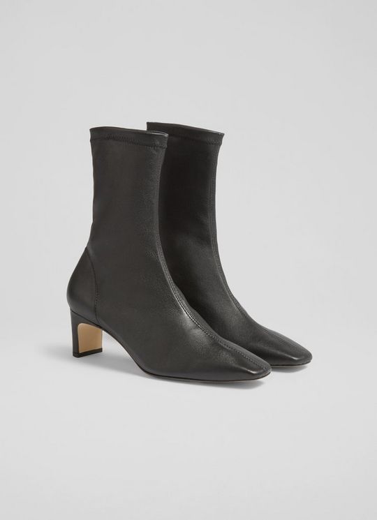 Marcia Black Nappa Stretch Leather Ankle Boot