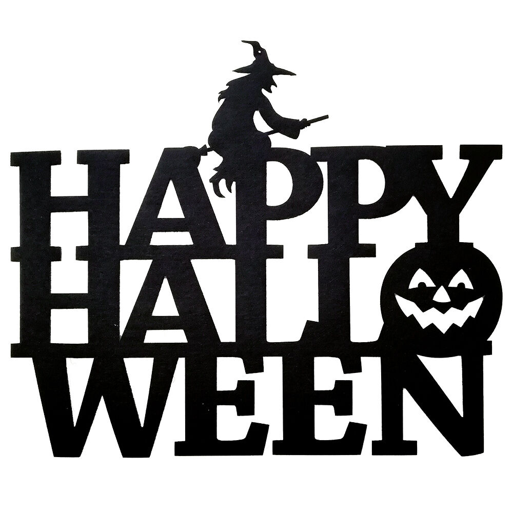 Décoration de porte Happy Halloween Welcome suspension feutrine x2