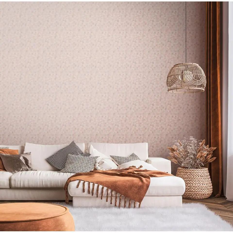 Livingwalls behang bloemetjes roze, wit, blauw en grijs - 53 cm x 10.05 m