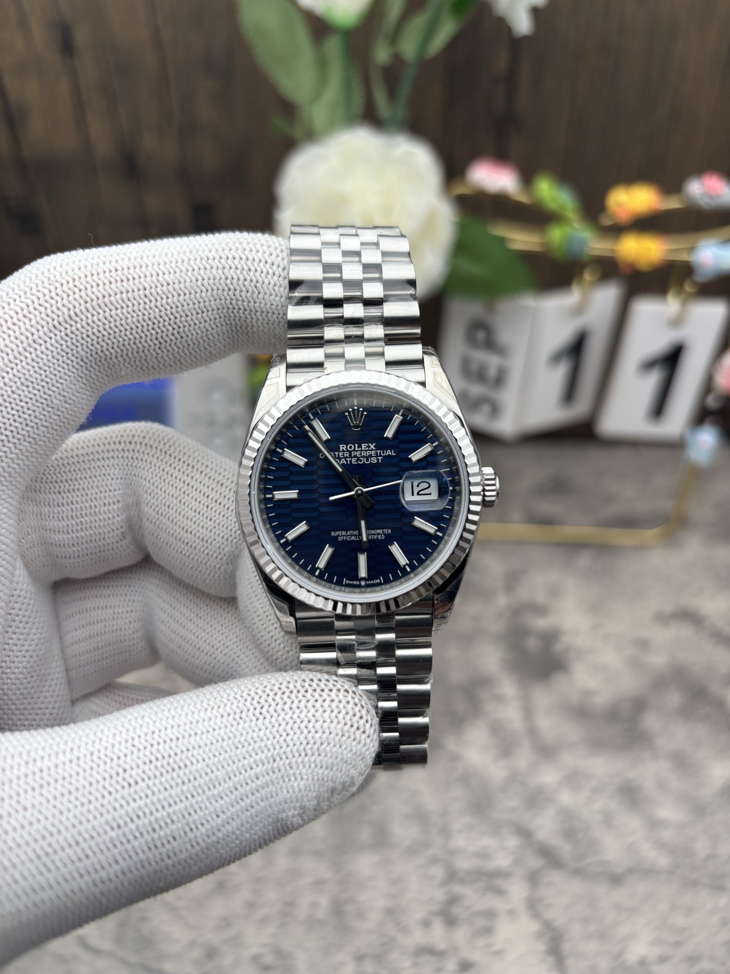 Rolex Datejust 36 Fluted Bezel Blue Fluted-Motif Dial Jubilee Watch  -10