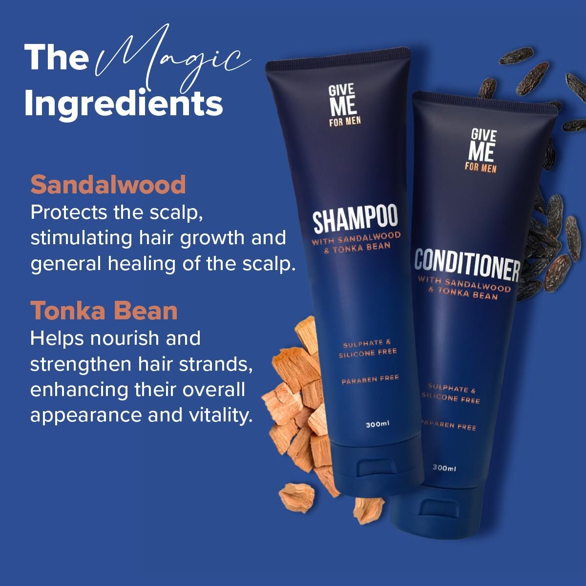 Give Me Men's Shampoo & Conditioner Duo - Sandalwood & Tonka Bean - 300ml