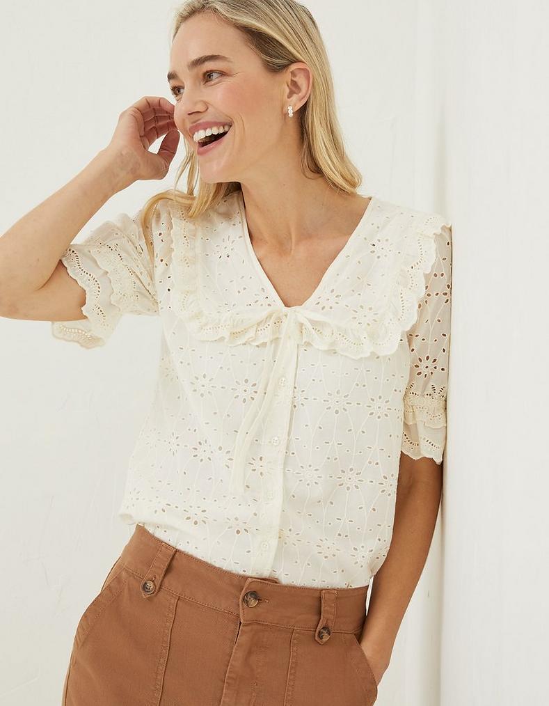 Tina Broderie Collar Blouse