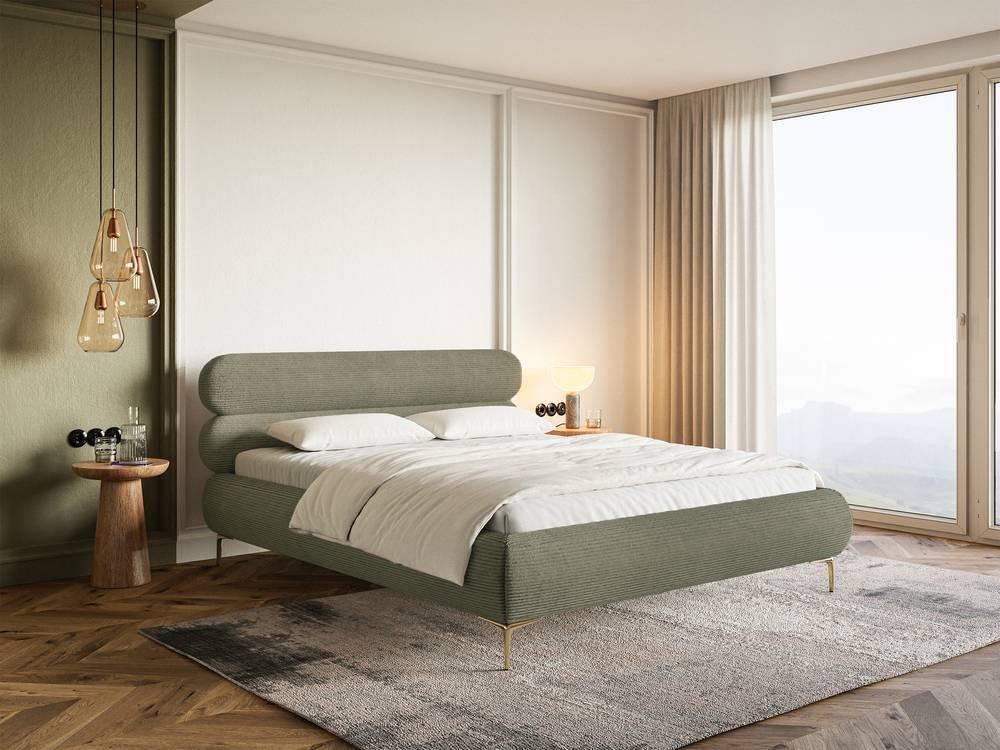 Bedframe Comella 160 x 200 cm ribstof met opbergruimte