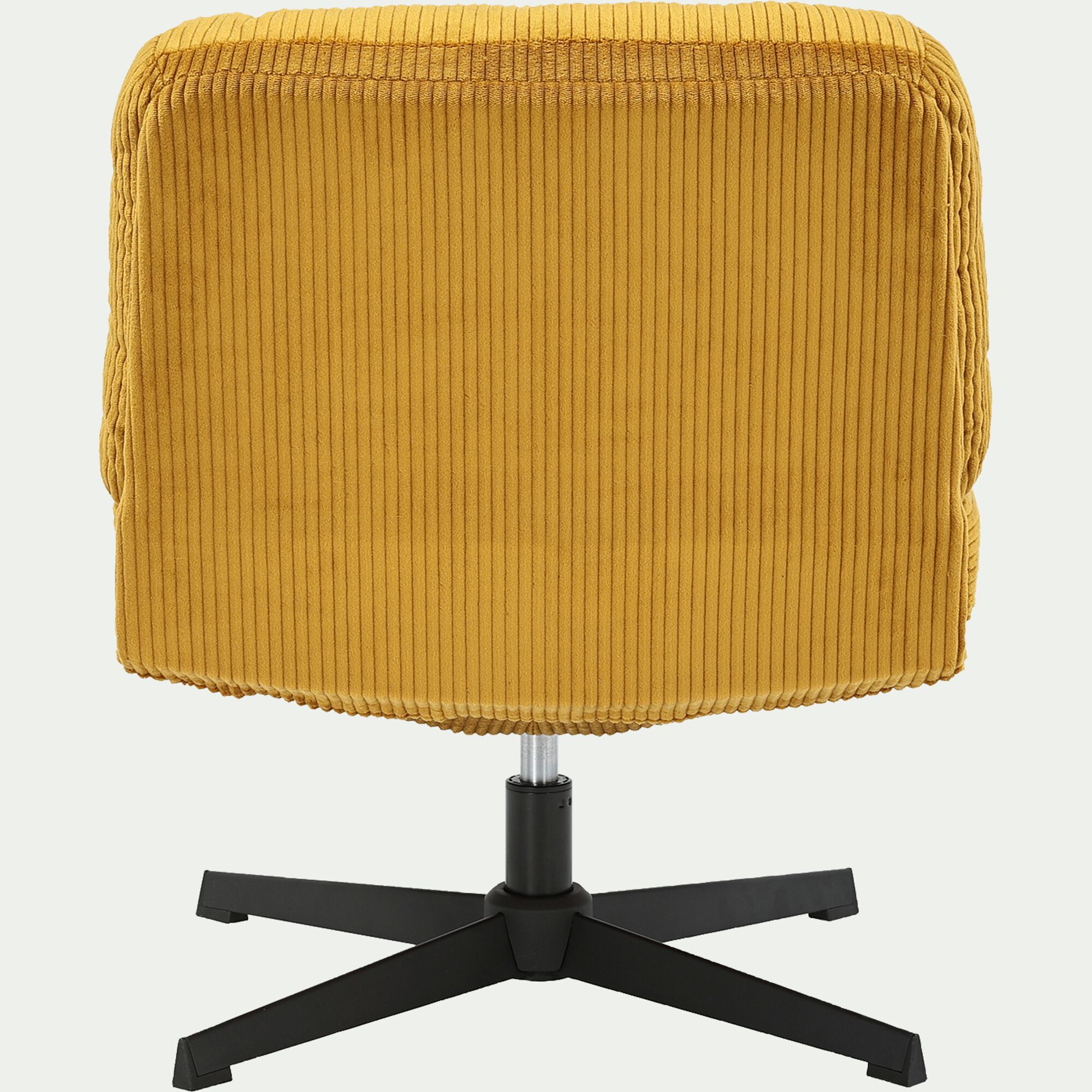 KIARA - Chaise pivotante en velours côtelé et piétement en fer - jaune argan