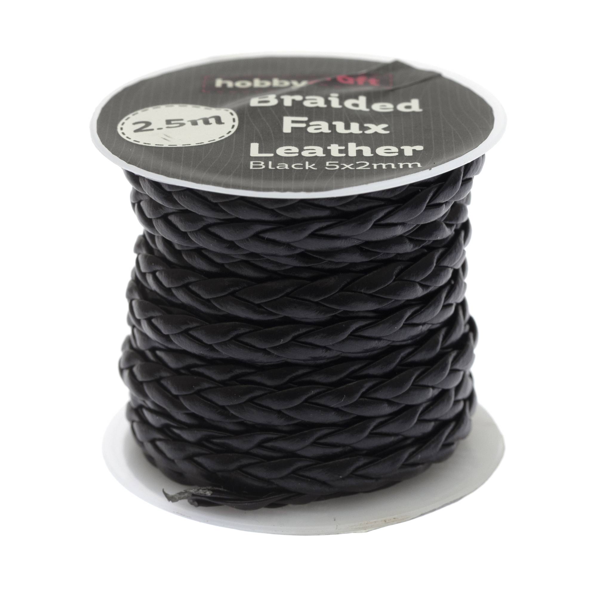 Black Braided Faux Leather 2.5m