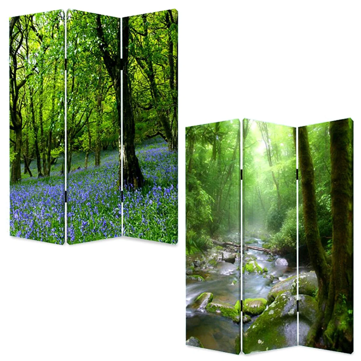 1 X 48 X 72 Multi Color Wood Canvas Meadows And Streams Screen