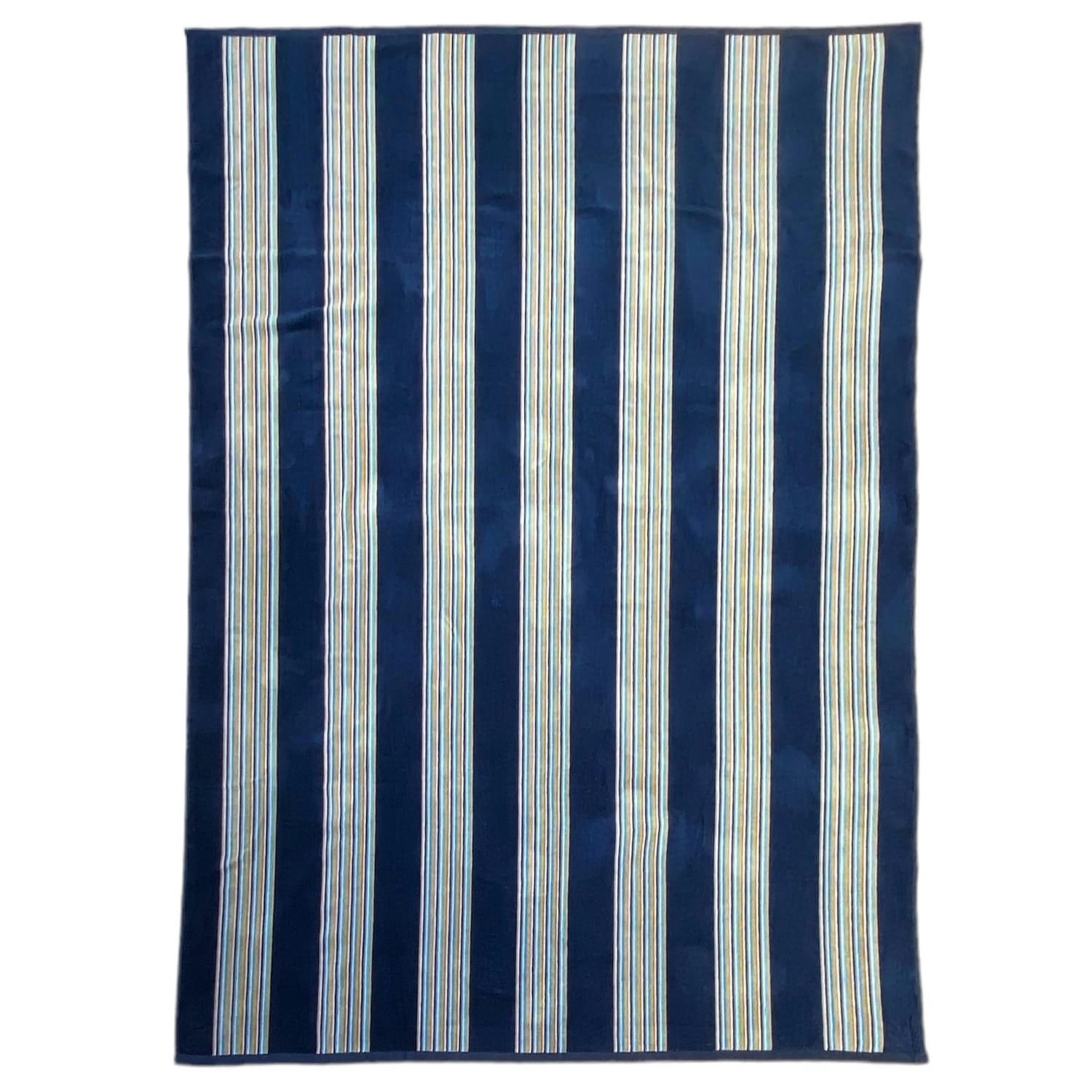 PLAGE - Serviette de plage éponge velours Jacquard Mil-marine 140x180 400g/m²