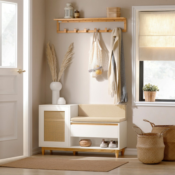SoBuy Szafka na buty z jednymi drzwiami Biały 100x35x60cm FSR128-W