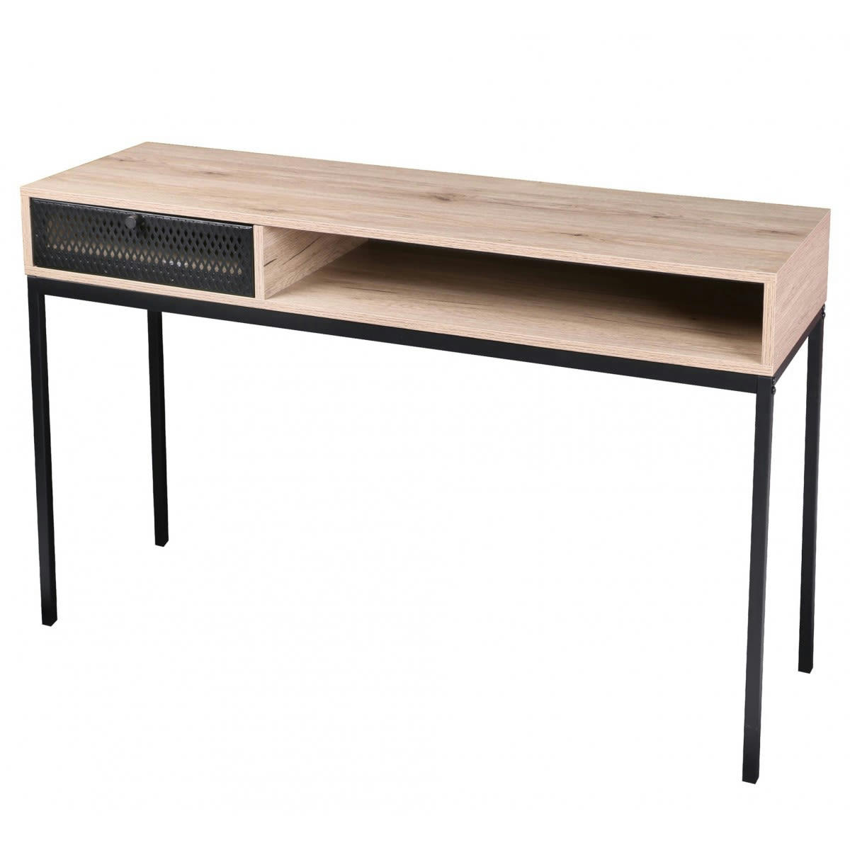 SOHO - Console bois grillage métal noir