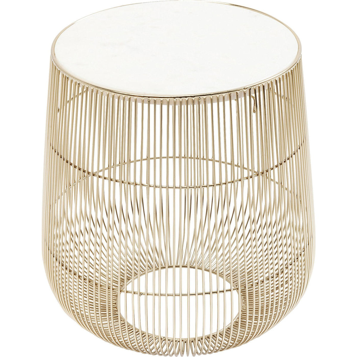 Kare Design Bijzettafel Beam Wit Marmer Messing Ø32cm