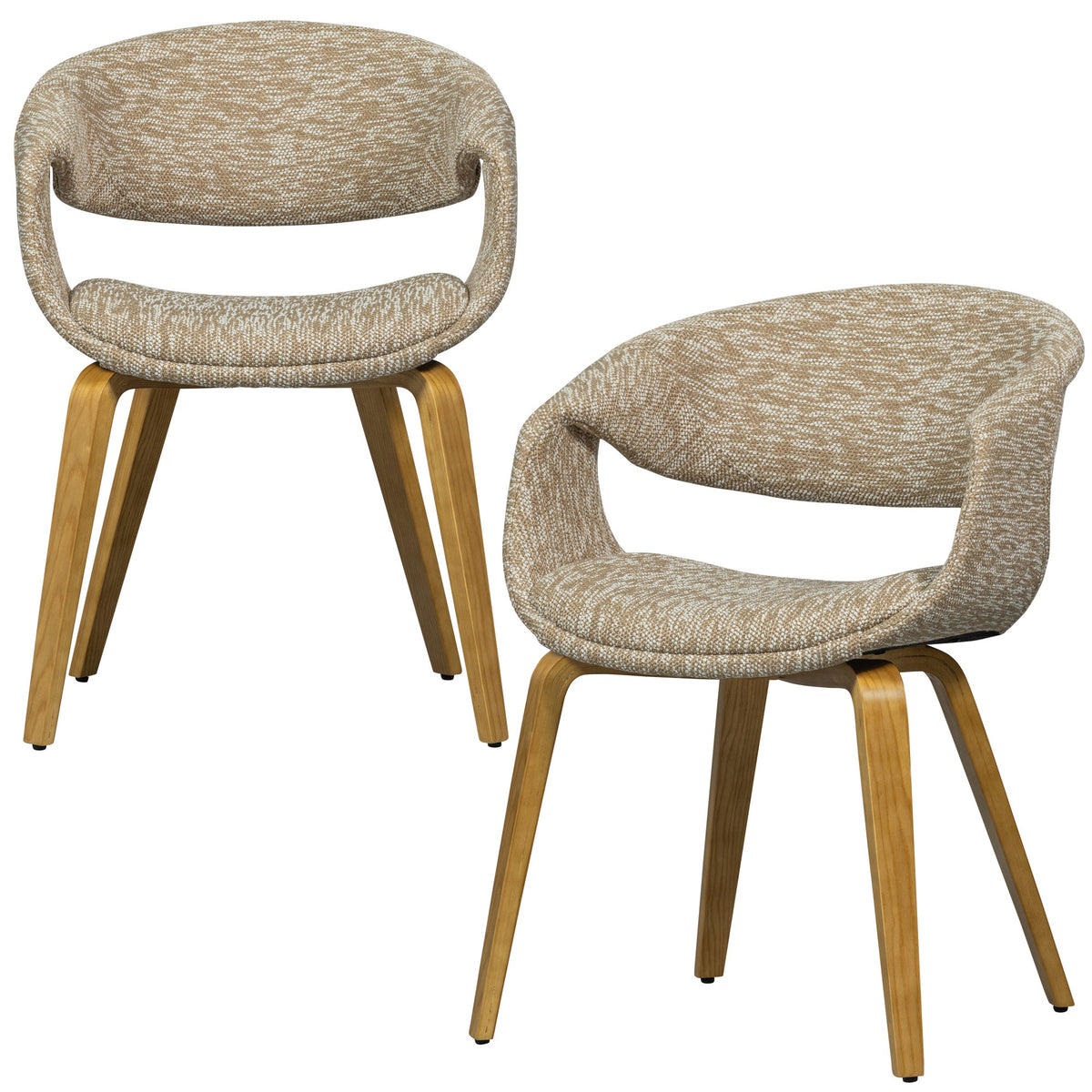 WOOOD eetkamerstoelen met houten naturel poot Yossi - Zand - Set van 2