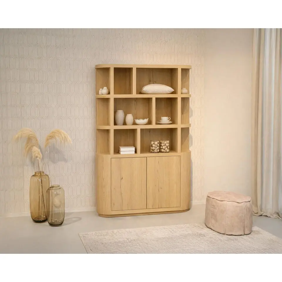 Boekenkast Naturel Eikenfineer - 145x40x220cm - Novero