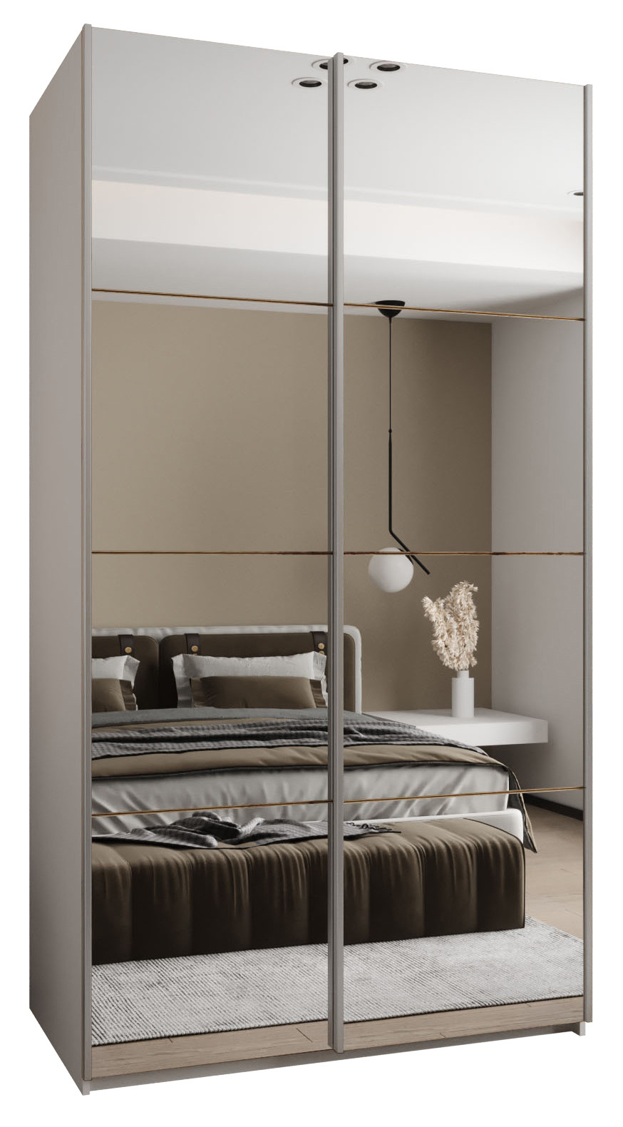 Szafa przesuwna 64 wysoka Lux 2 130 biały artisan srebrny
