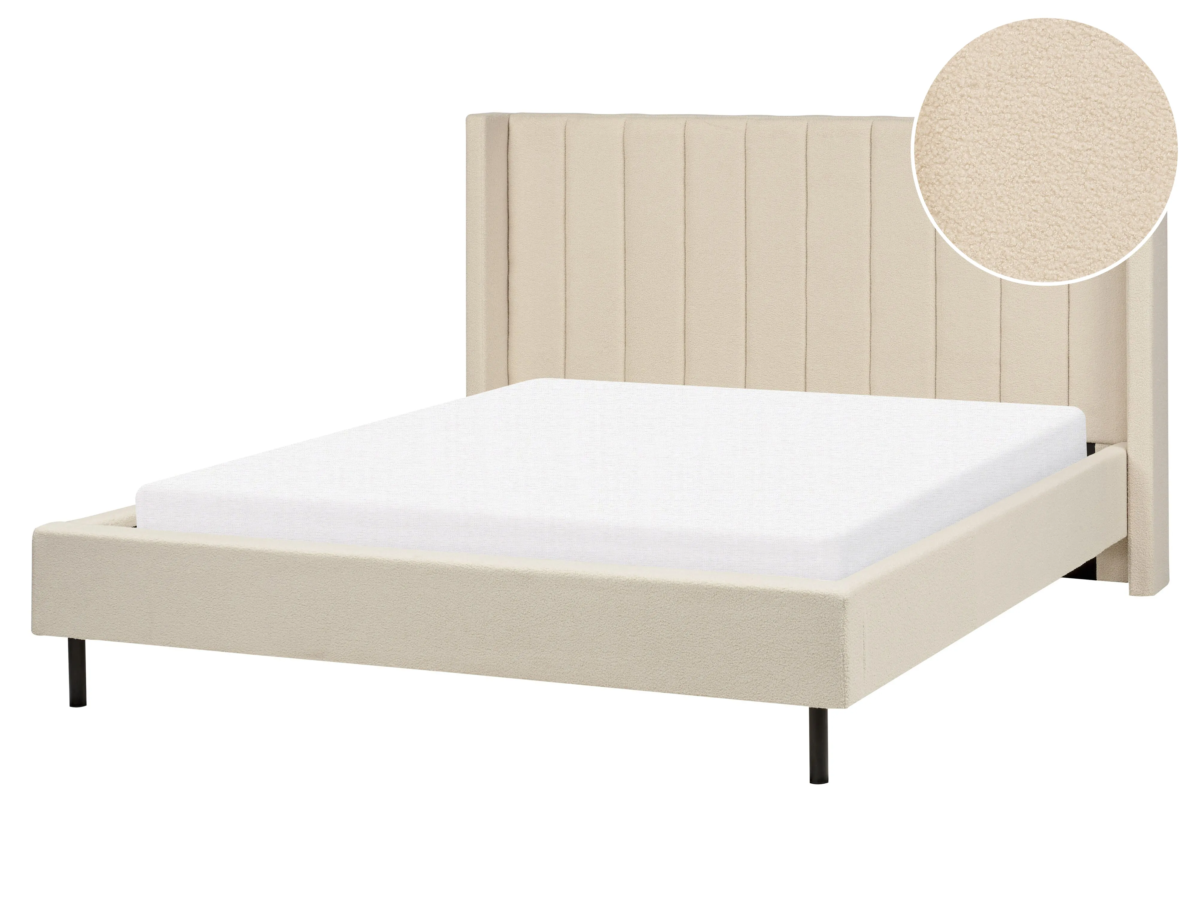 Bed Boucle VILLETTE 160 x 200 cm (EU King Size) Beige
