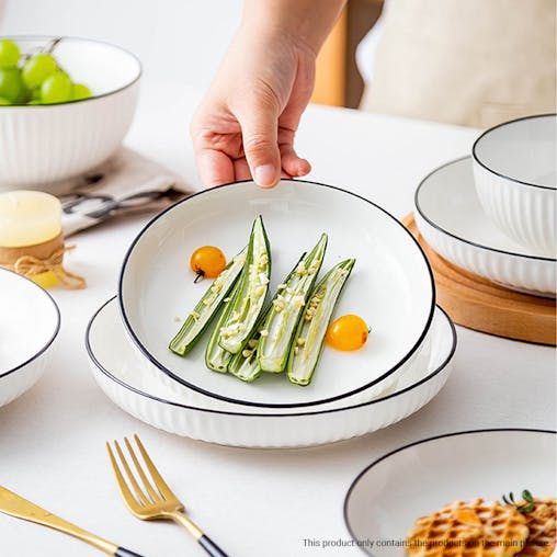 SOGA White Japanese Style Ceramic Dinnerware Crockery Soup Bowl Plate Server Kitchen Home Decor Set of 7