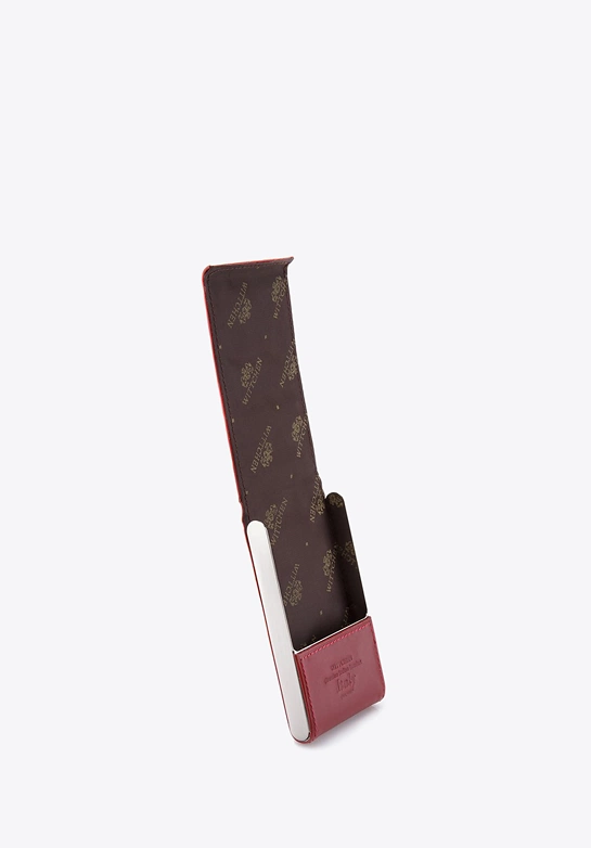 Etui na wizytówki ze skóry twarde czerwone