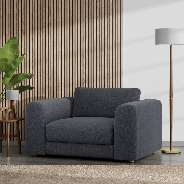Habitat Ayr Fabric Cuddle Chair - Charcoal
