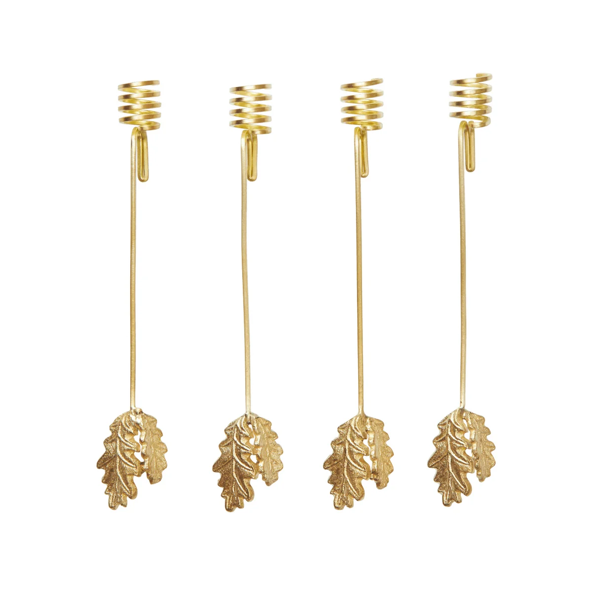 Ferm Living - Oak Leaf Christbaumkerzenhalter, Messing (4er-Set)