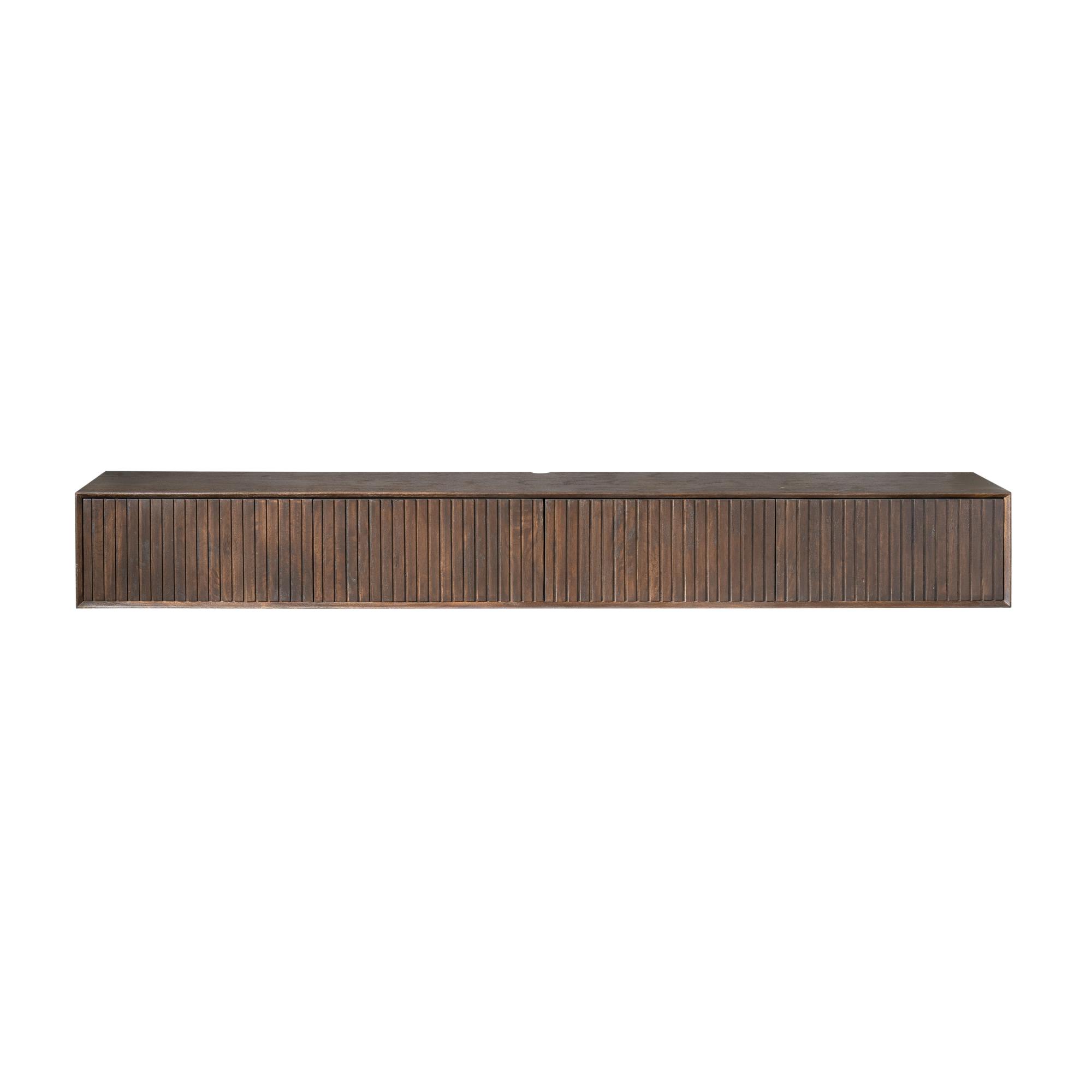 Meuble TV suspendu vintage 4 portes rainurées 240 cm CORTINA