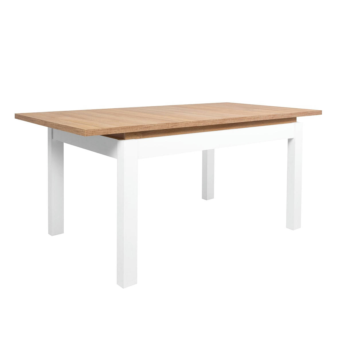 - Table à manger extensible 6 places mdf et stratifiés blanc et naturel