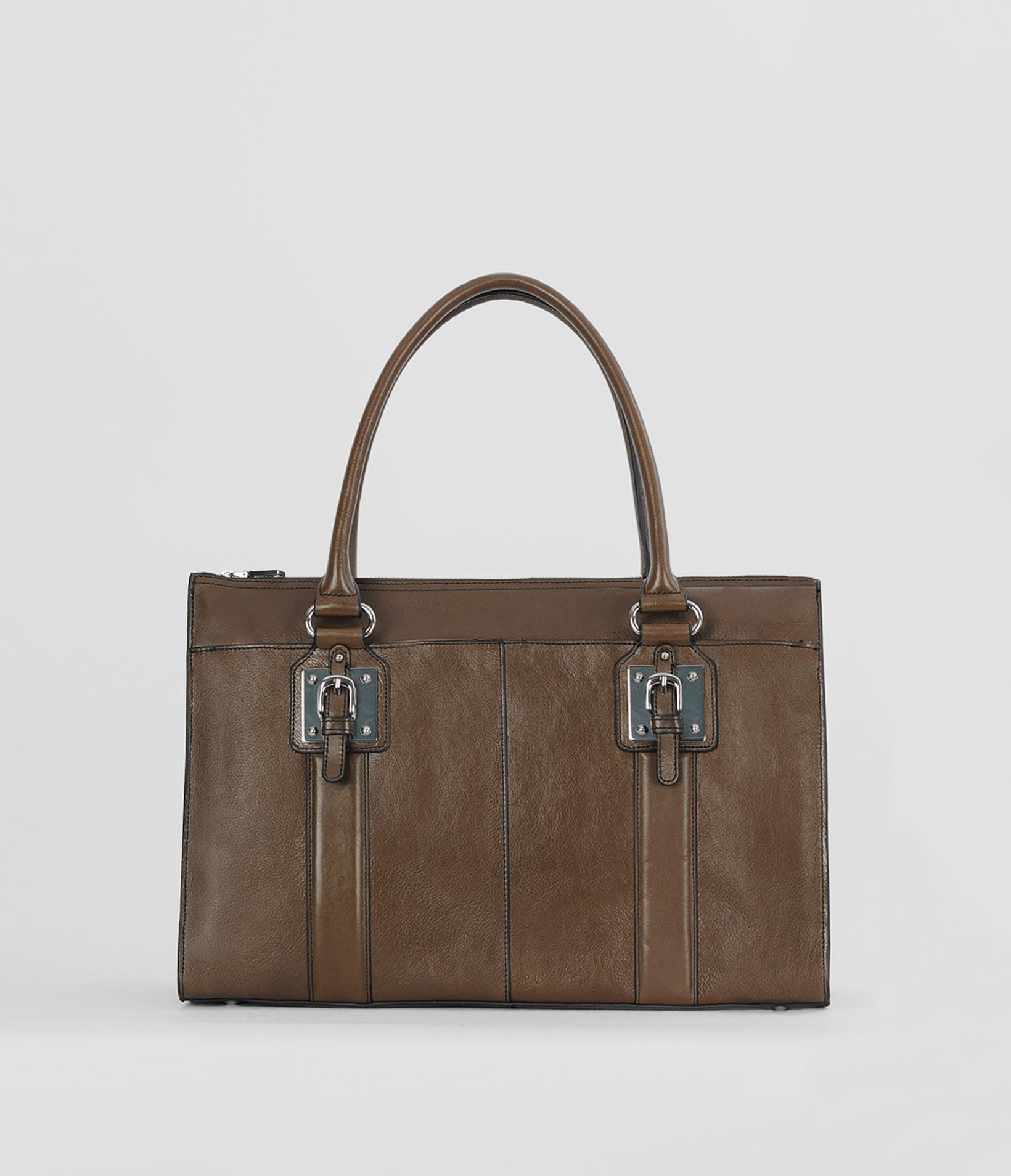 Top-Zip Executive Leather Tote