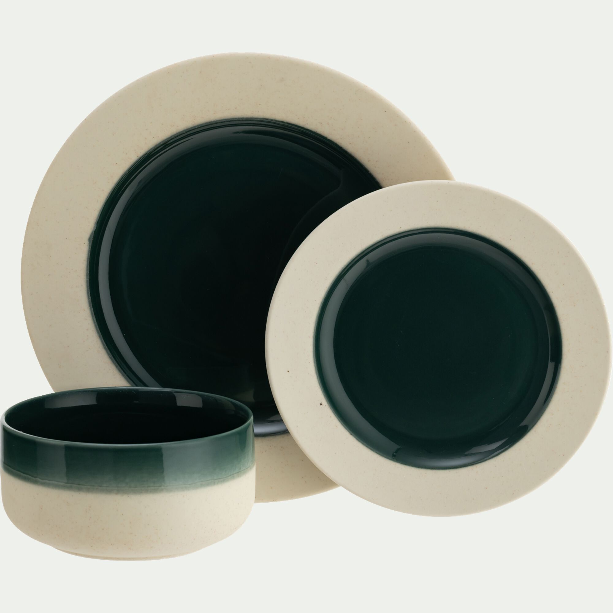 TROIA - Assiette à dessert en grès D20cm - vert oyat