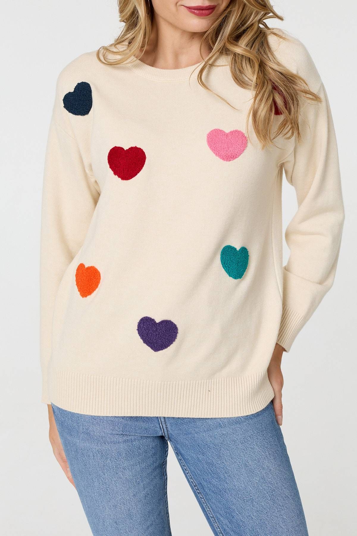 Izabel London Heart Embellished Batwing Sleeve Jumper