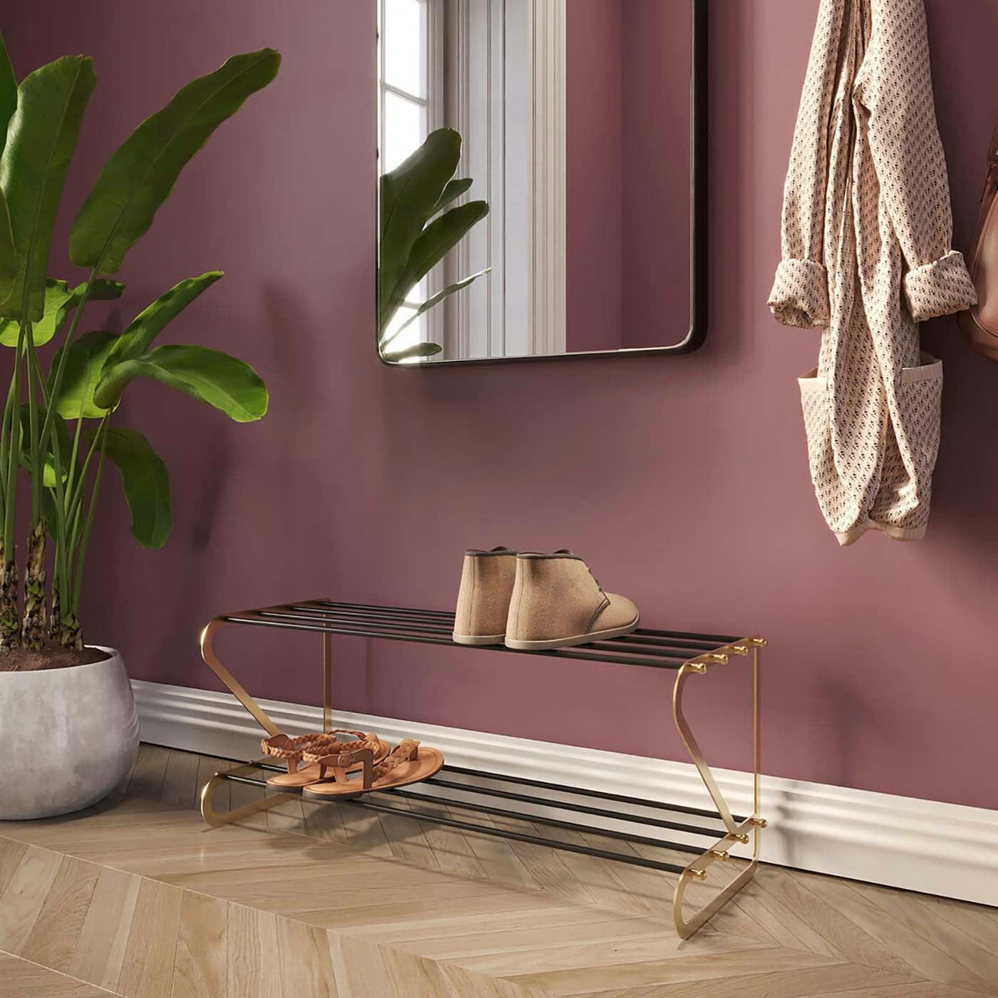 WALK - Porte-chaussures en acier et aluminium 2 étages