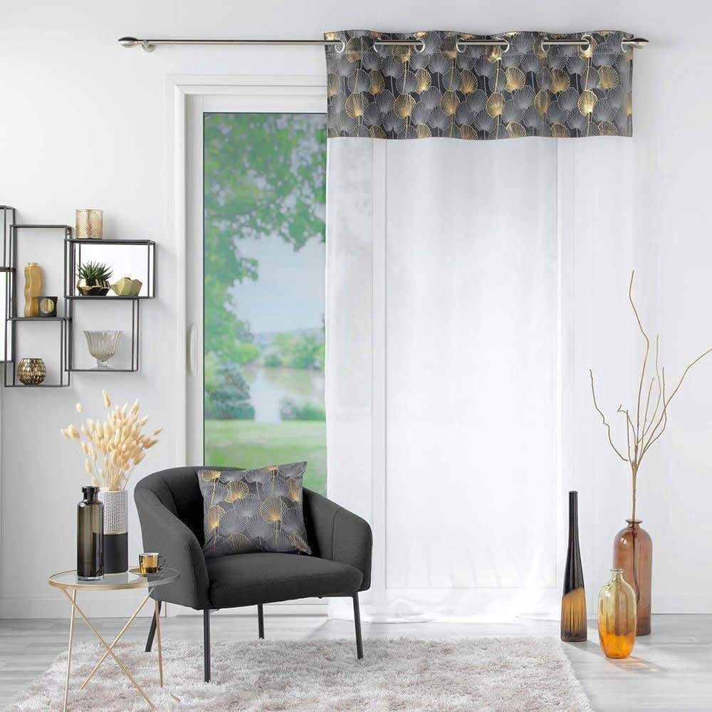 CLAIRINE - Voilage sable top velours or gris 140x240cm