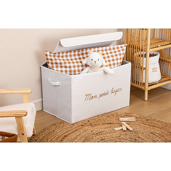 Coffre rangement en bouclette - 36 x 36 cm