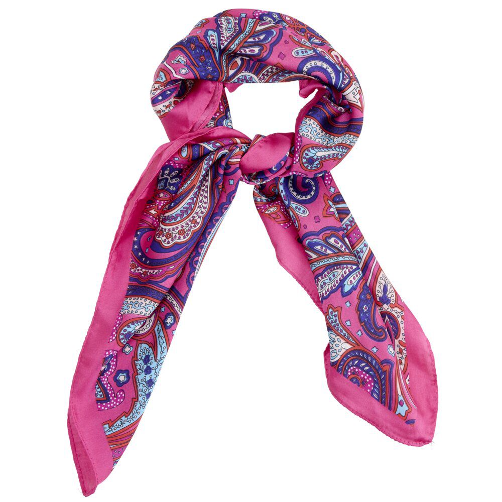 Foulard carré tissu imprimé rose 45x45cm