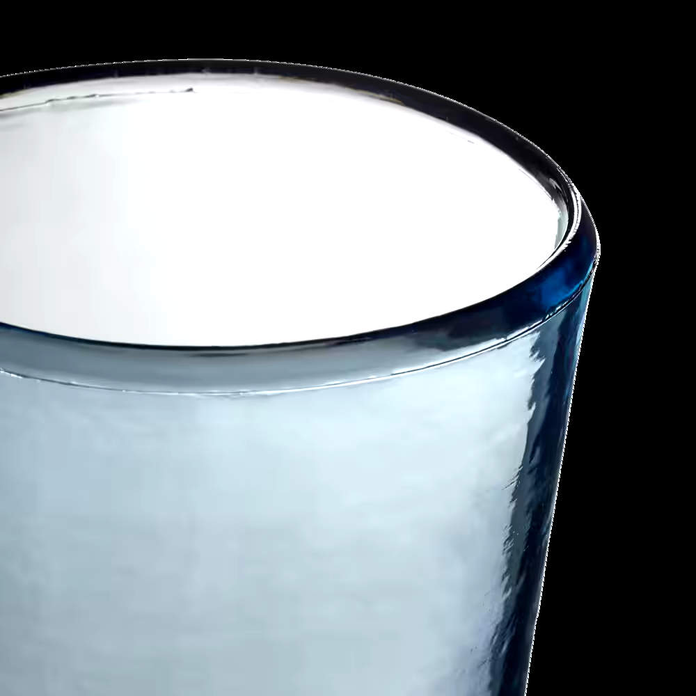 CANVAS Blue Ribbed High Ball Drinking Glass, BPA Free, 19-oz