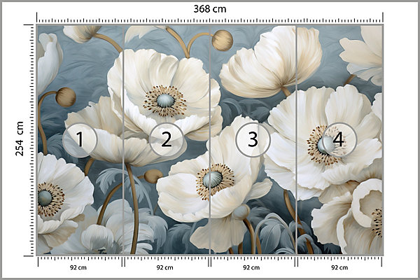 Papier Peint Intissé Photo COQUELICOTS Fleurs Plantes Pour Salon 368cm x 254cm