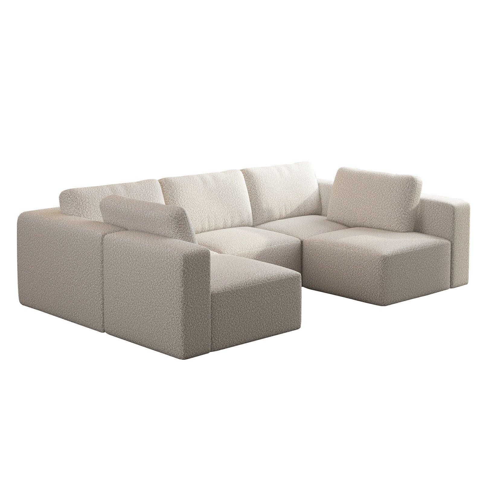 Modern Modular Sofa with Chaise and Ottoman and Memory Foam Support for Living Room and Guest Room, No Assembly