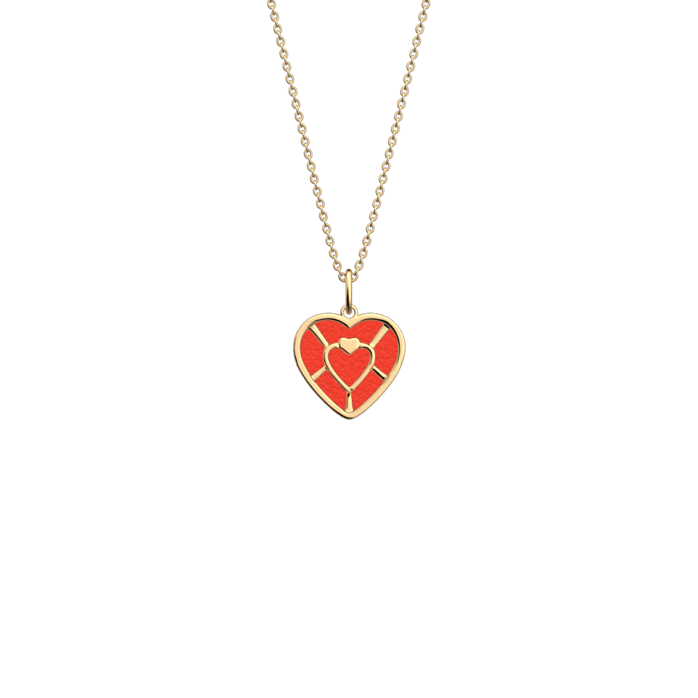 Collier Cœur, cuir réversible Rouge Passion / Glamour