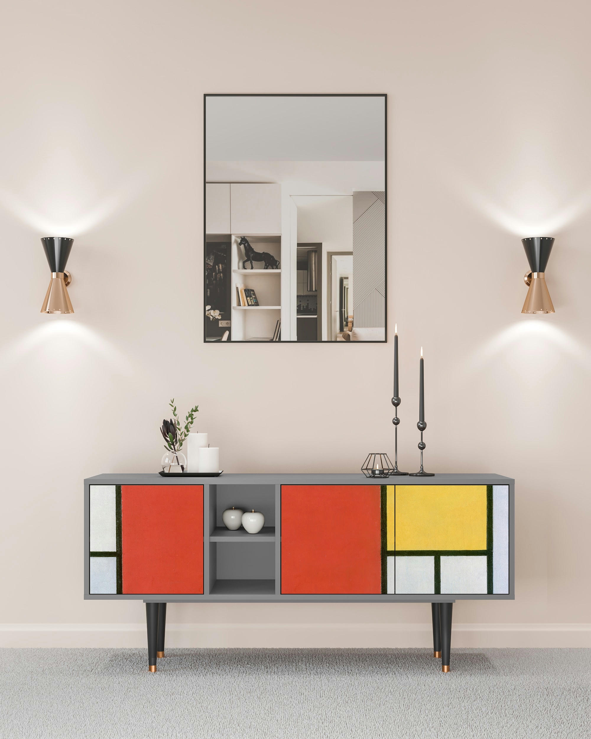 - Meuble TV  multicolore 3 tiroirs L 150 cm