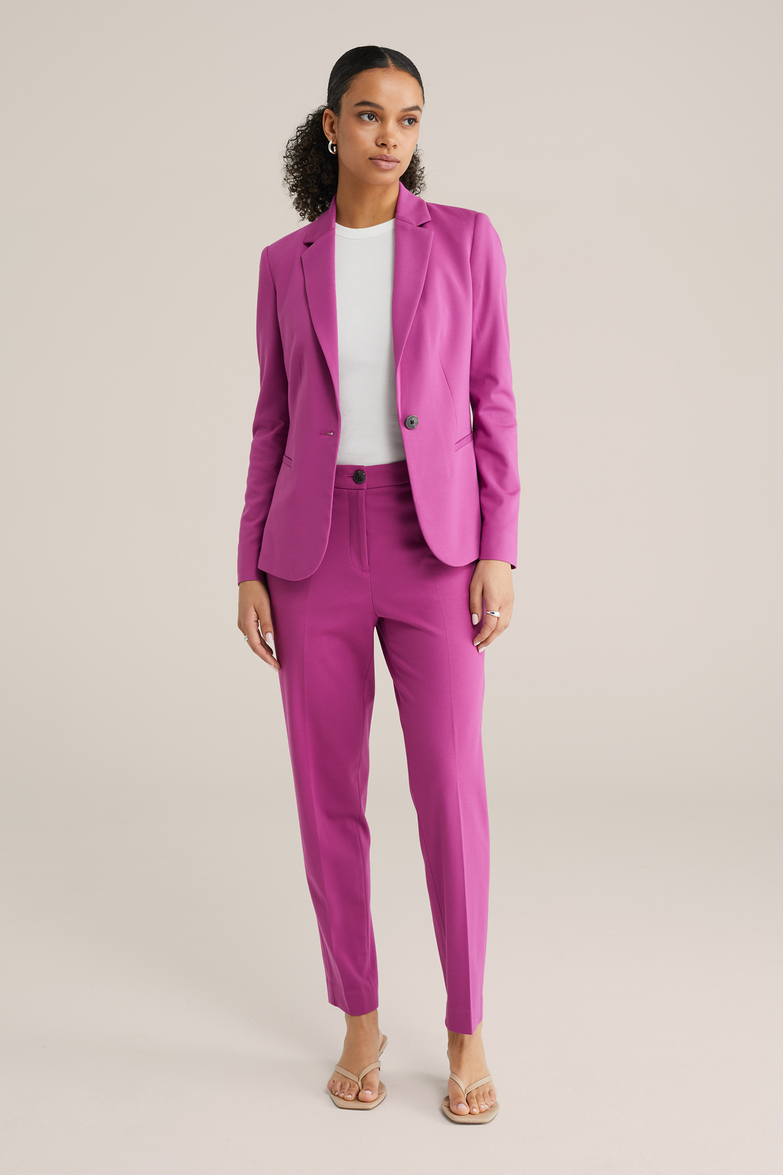 Dames slim fit jersey pantalon met stretch