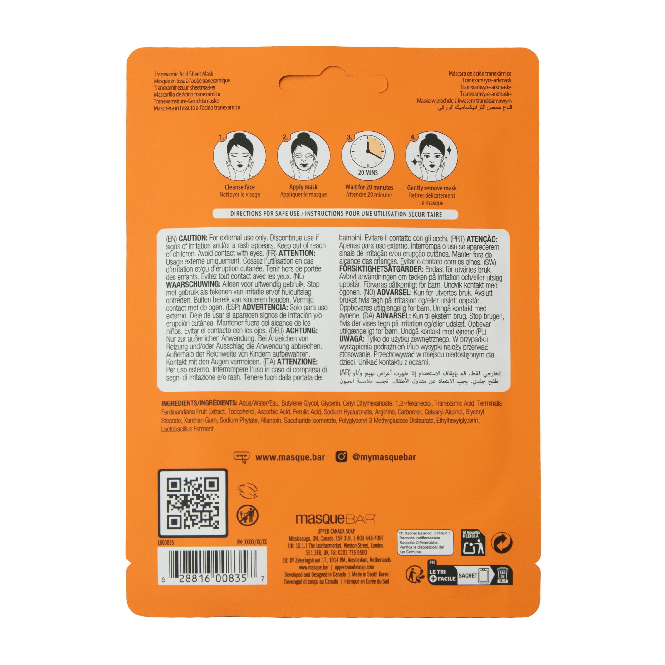 Masque BAR Tranexamic Acid Sheet Mask With Vitamin C